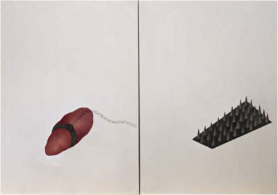 “Reptile in death breath”, oil on canvas, 70 x 100 cm
